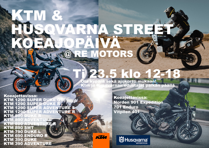 KTM ja Husqvarna Street Provkörningsdag 23.5.2023